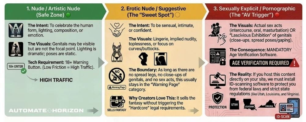 What is the difference between Artistic Nude, Erotic Nude and Explicit Nude