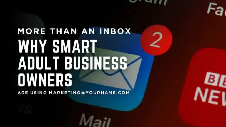 Email inbox with notification icon and text emphasizing marketing strategies for adult business owners.