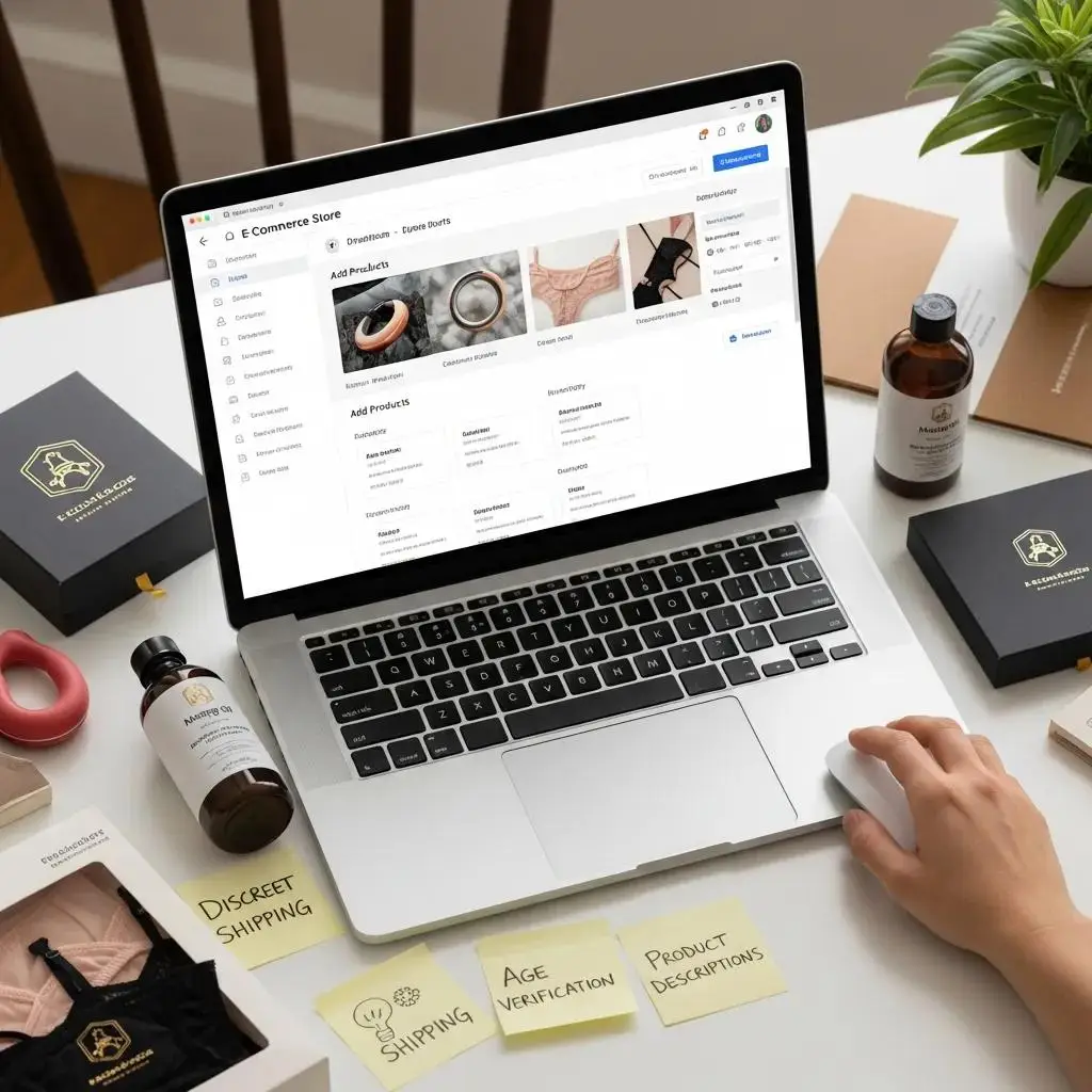 Setting up an e-commerce dashboard on a laptop — making a store that’s secure and compliant